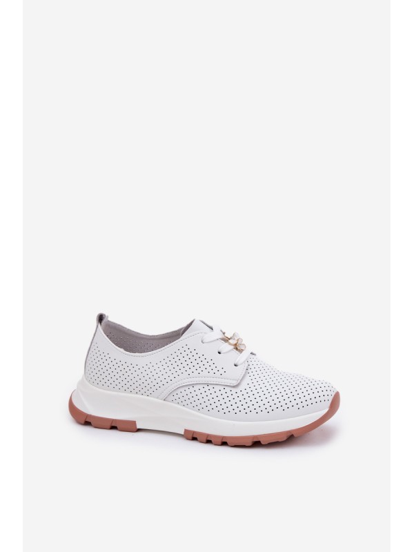 Leather Ladies Brogues With A Clip Artiker 54C1810 White