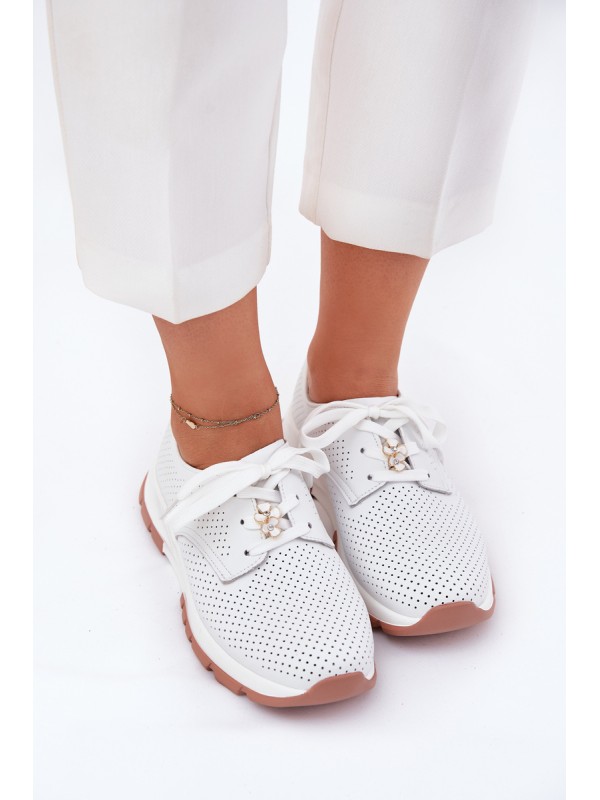 Leather Ladies Brogues With A Clip Artiker 54C1810 White