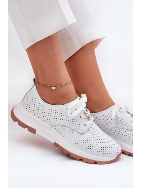 Leather Ladies Brogues With A Clip Artiker 54C1810 White