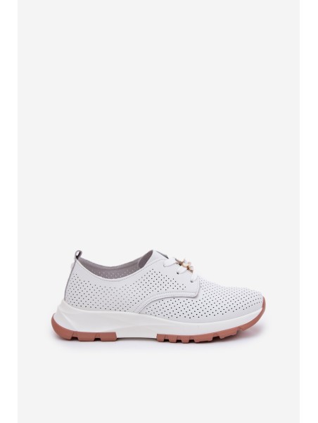 Leather Ladies Brogues With A Clip Artiker 54C1810 White