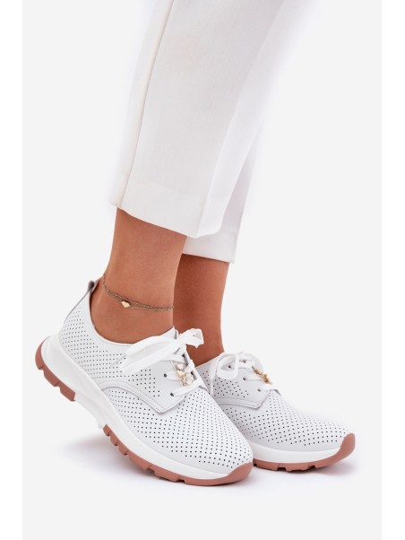 Leather Ladies Brogues With A Clip Artiker 54C1810 White