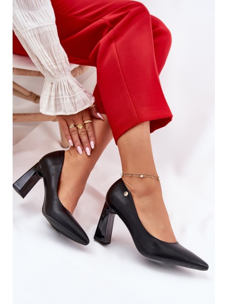 Elegant Heels On Block Heel Vinceza 62221 Black