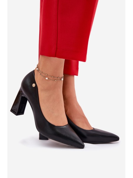 Elegant Heels On Block Heel Vinceza 62221 Black