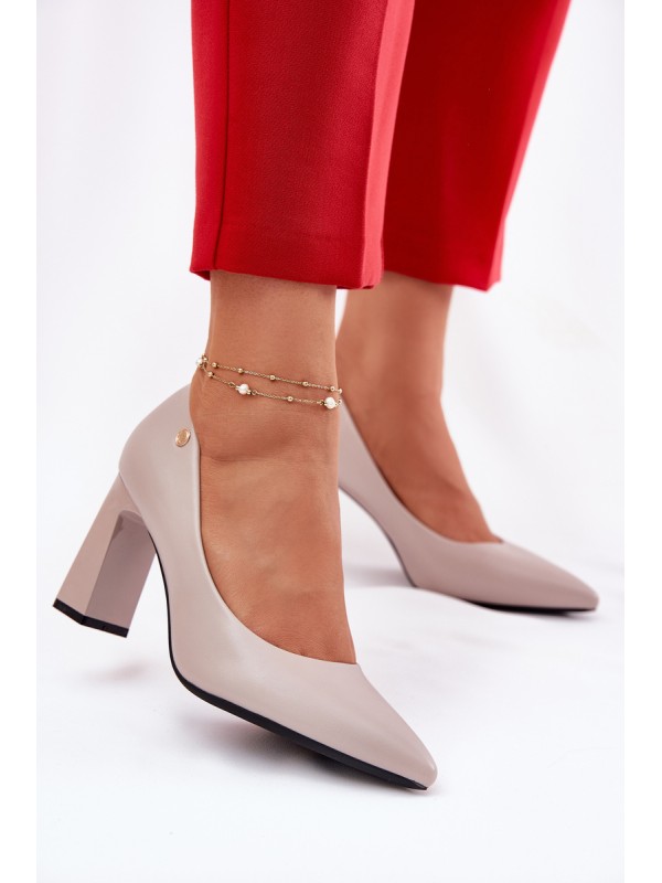 Elegant Heels On Block Heel Vinceza 62221 Gray
