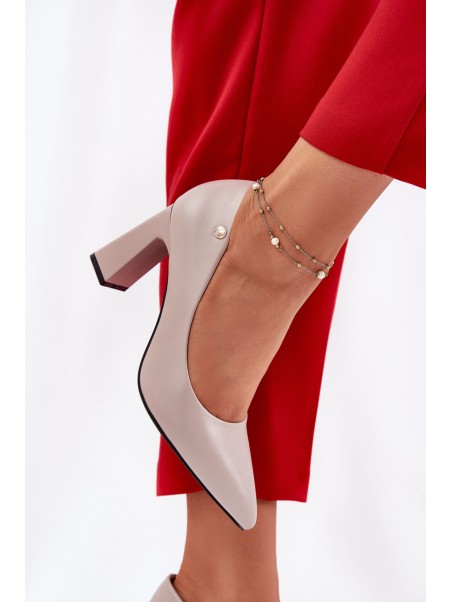 Elegant Heels On Block Heel Vinceza 62221 Gray