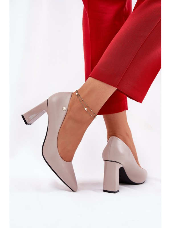 Elegant Heels On Block Heel Vinceza 62221 Gray