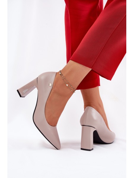 Elegant Heels On Block Heel Vinceza 62221 Gray
