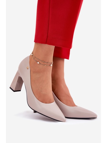 Elegant Heels On Block Heel Vinceza 62221 Gray