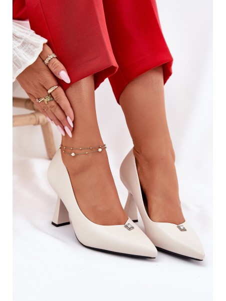 Elegantiški aukštakulniai ant platėjančių stiletų Vinceza 62222 smėlio spalvos
