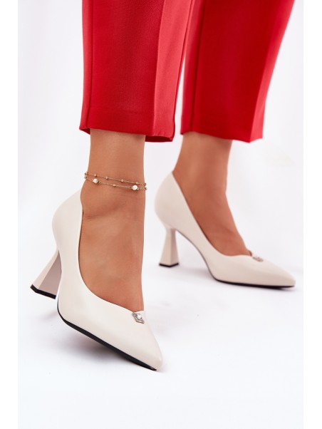 Elegantiški aukštakulniai ant platėjančių stiletų Vinceza 62222 smėlio spalvos