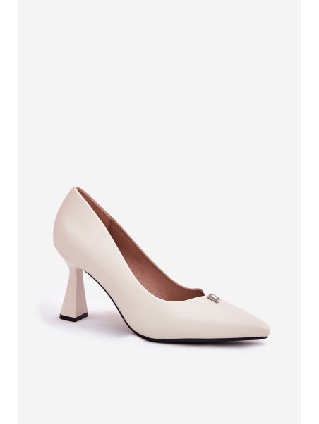 Elegantiški aukštakulniai ant platėjančių stiletų Vinceza 62222 smėlio spalvos