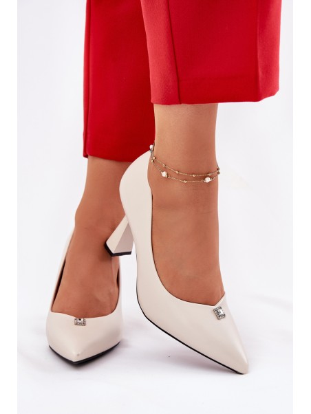 Elegantiški aukštakulniai ant platėjančių stiletų Vinceza 62222 smėlio spalvos