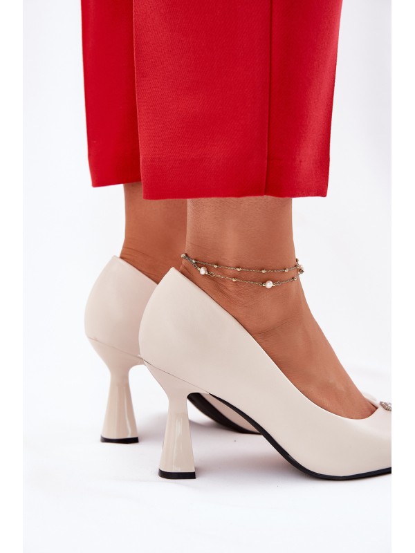 Elegantiški aukštakulniai ant platėjančių stiletų Vinceza 62222 smėlio spalvos