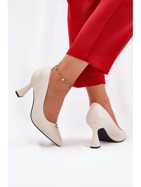 Elegantiški aukštakulniai ant platėjančių stiletų Vinceza 62222 smėlio spalvos