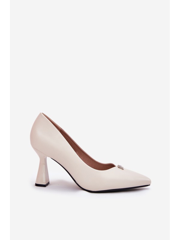 Elegantiški aukštakulniai ant platėjančių stiletų Vinceza 62222 smėlio spalvos
