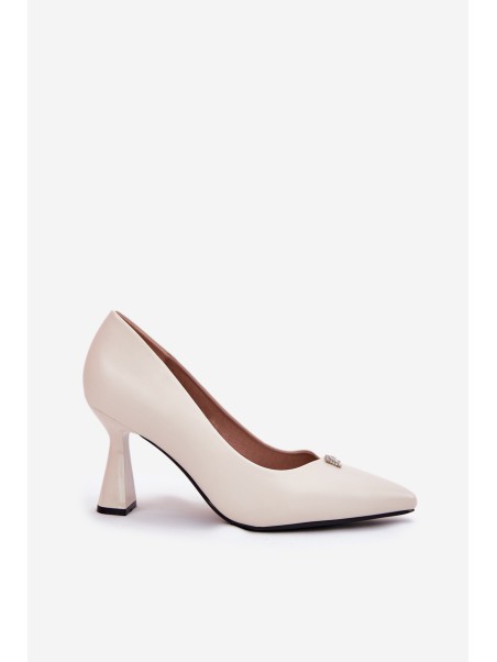 Elegant Heels On Flared Stiletto Vinceza 62222 Beige