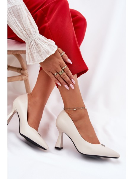 Elegantiški aukštakulniai ant platėjančių stiletų Vinceza 62222 smėlio spalvos