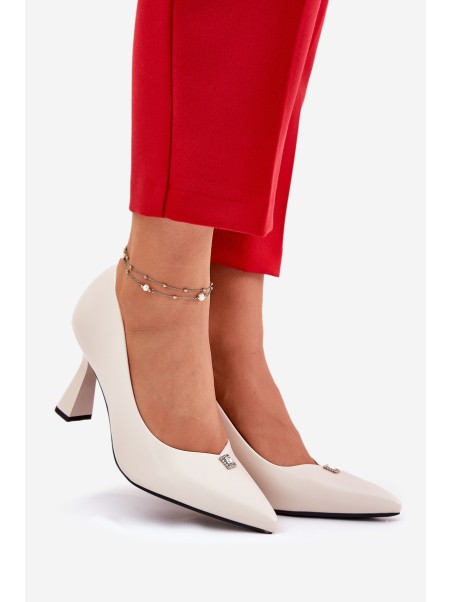 Elegantiški aukštakulniai ant platėjančių stiletų Vinceza 62222 smėlio spalvos