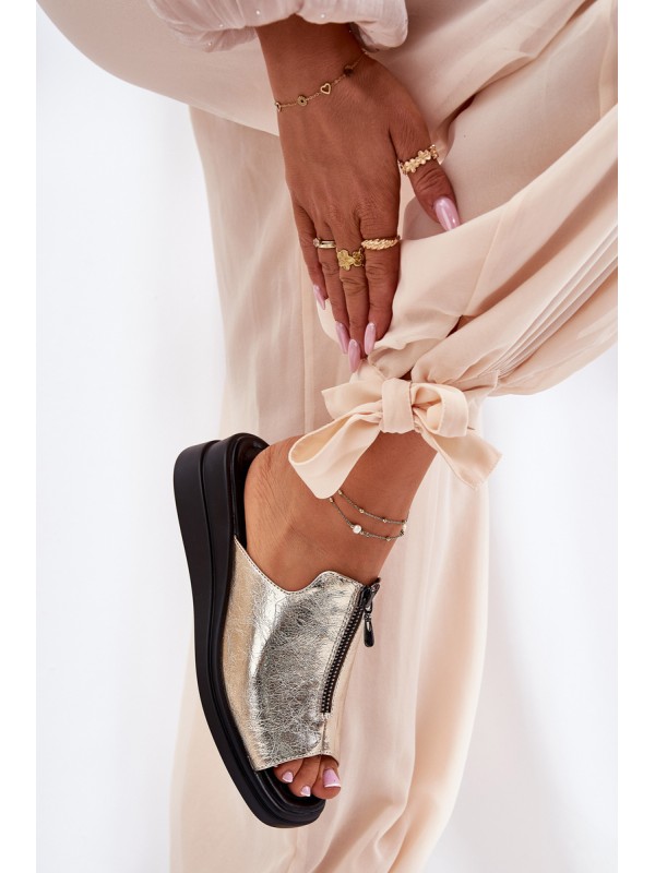 Ladies Wedge Sandals With Zipper Gold Irriva Ladies Wedge Sandals With Zipper Gold Irriva