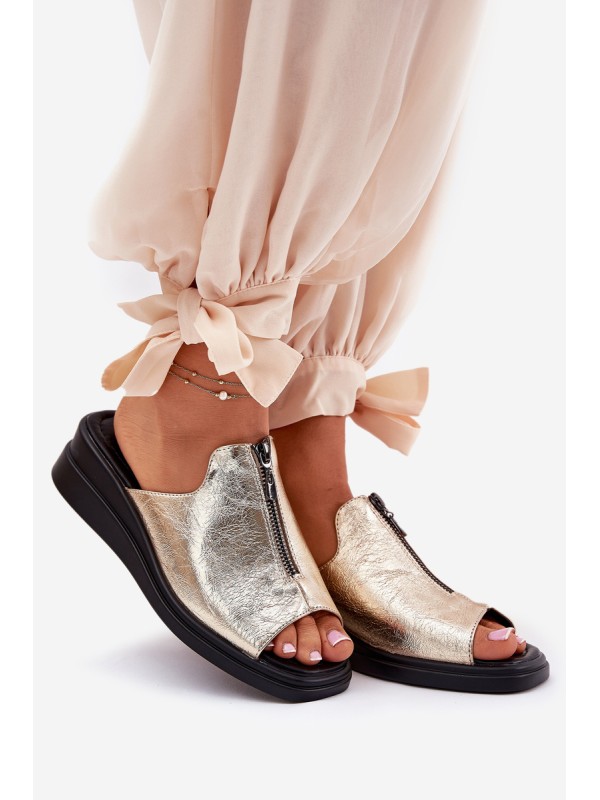 Ladies Wedge Sandals With Zipper Gold Irriva Ladies Wedge Sandals With Zipper Gold Irriva