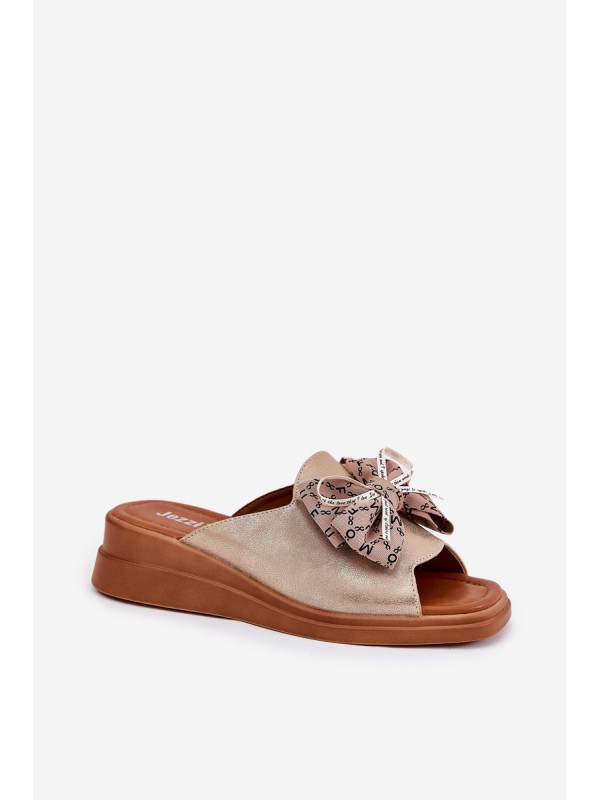 Women's Wedge Sandals With Bow Gold Moonzella