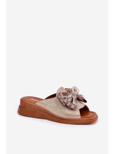 Women's Wedge Sandals With Bow Gold Moonzella