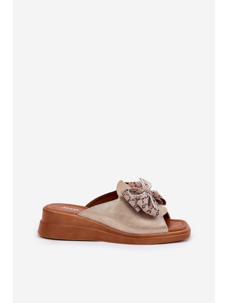 Women's Wedge Sandals With Bow Gold Moonzella