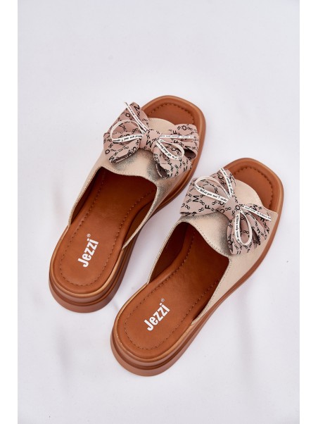 Women's Wedge Sandals With Bow Gold Moonzella