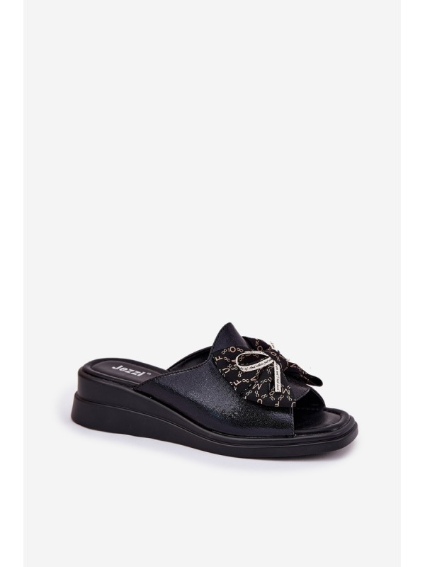 Women's Wedge Sandals With Bow Black Moonzella Women's Wedge Sandals With Bow Black Moonzella