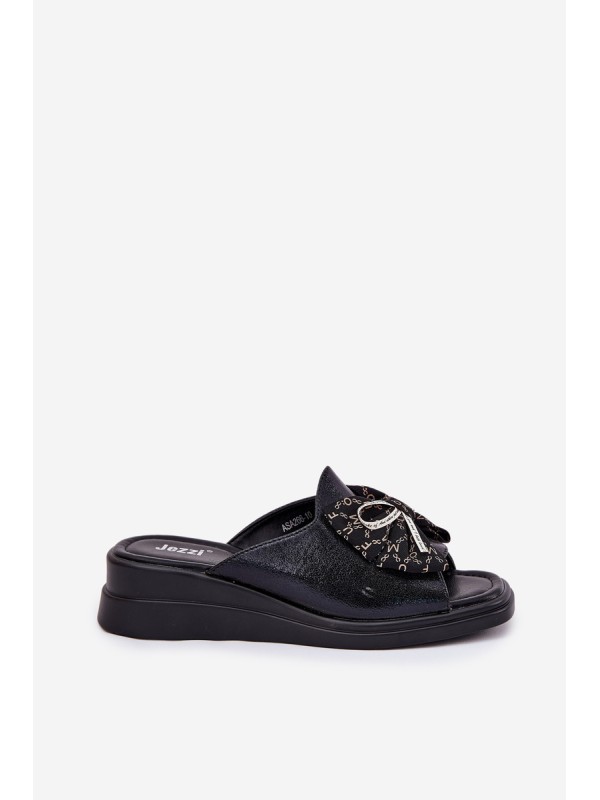 Women's Wedge Sandals With Bow Black Moonzella Women's Wedge Sandals With Bow Black Moonzella