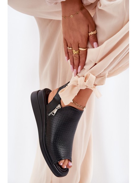 Ladies Wedge Sandals Black Mevinette