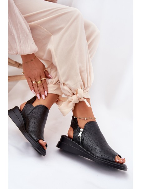 Ladies Wedge Sandals Black Mevinette