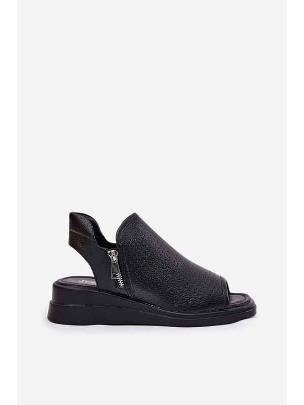 Ladies Wedge Sandals Black Mevinette