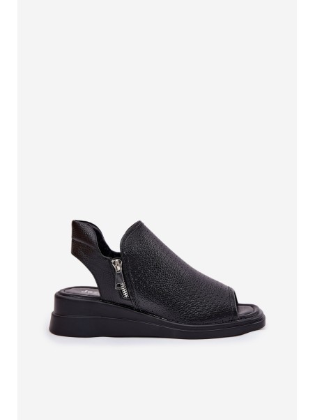 Ladies Wedge Sandals Black Mevinette
