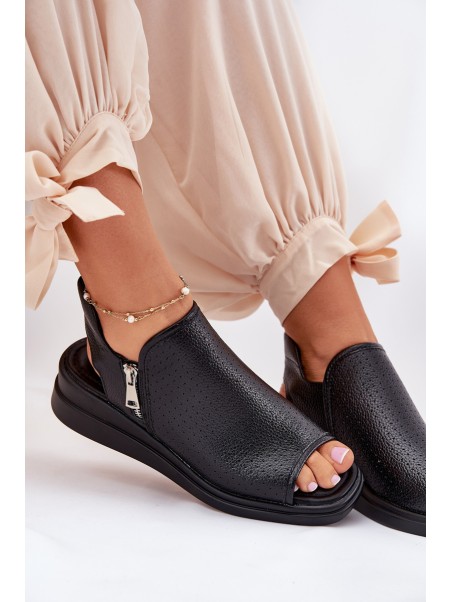 Ladies Wedge Sandals Black Mevinette