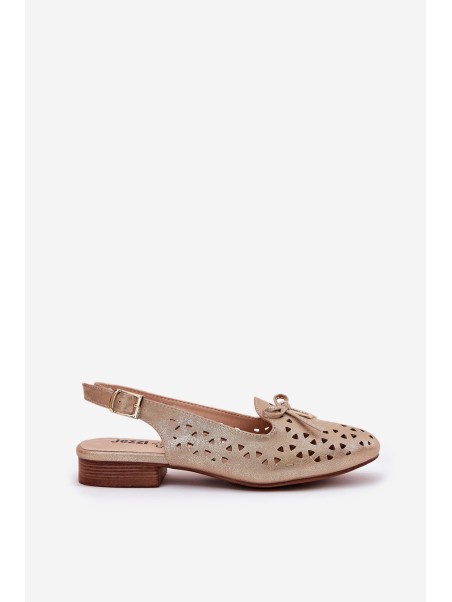 Perforated Ballerinas With Open Heel Gold Navinnia