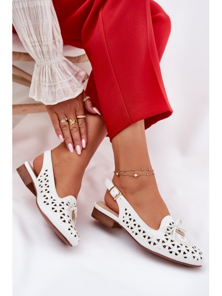 Perforated Ballerinas With Open Heel White Navinnia
