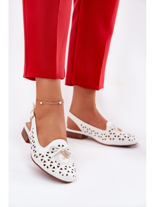Perforated Ballerinas With Open Heel White Navinnia 2