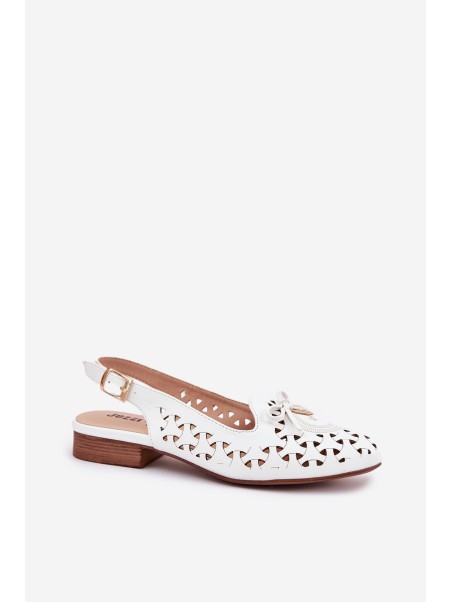 Perforated Ballerinas With Open Heel White Navinnia