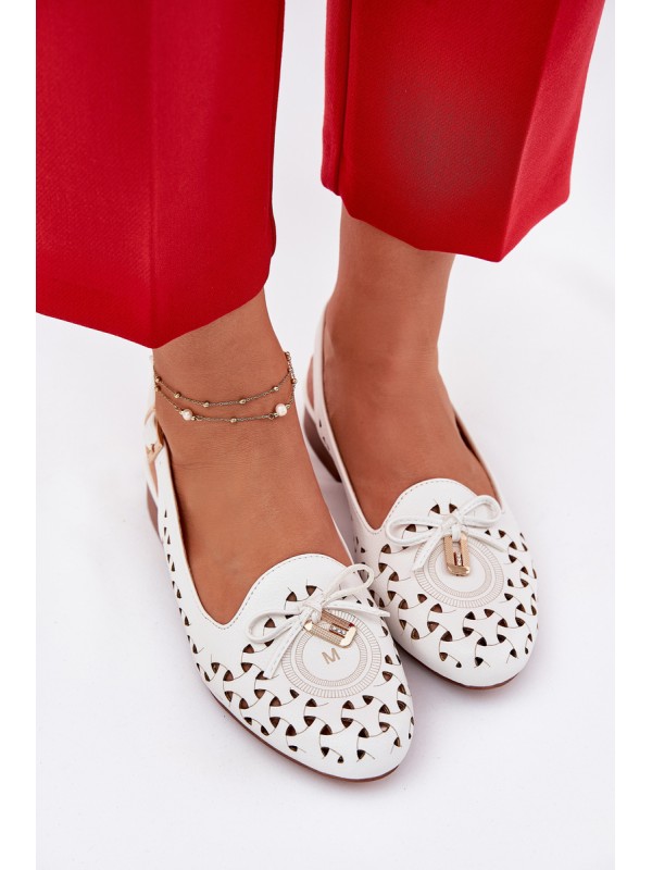 Perforated Ballerinas With Open Heel White Navinnia