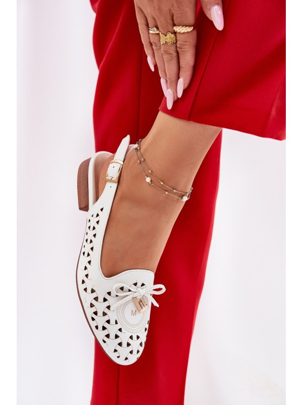 Perforated Ballerinas With Open Heel White Navinnia