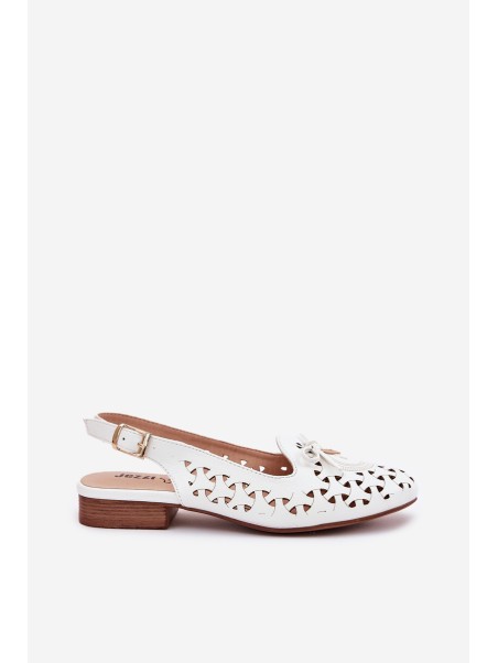 Perforated Ballerinas With Open Heel White Navinnia