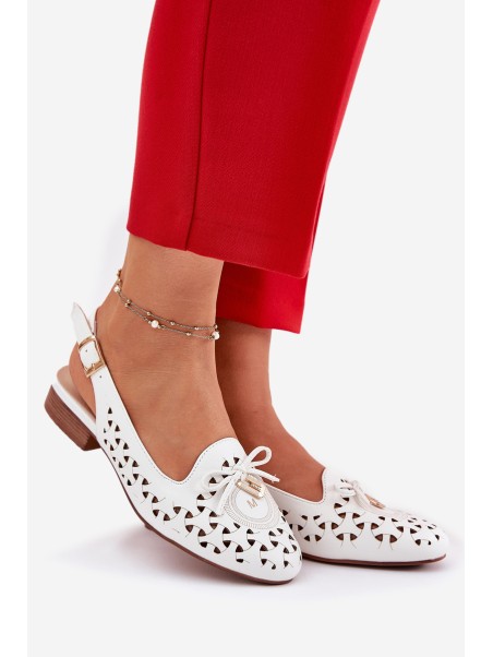 Perforated Ballerinas With Open Heel White Navinnia