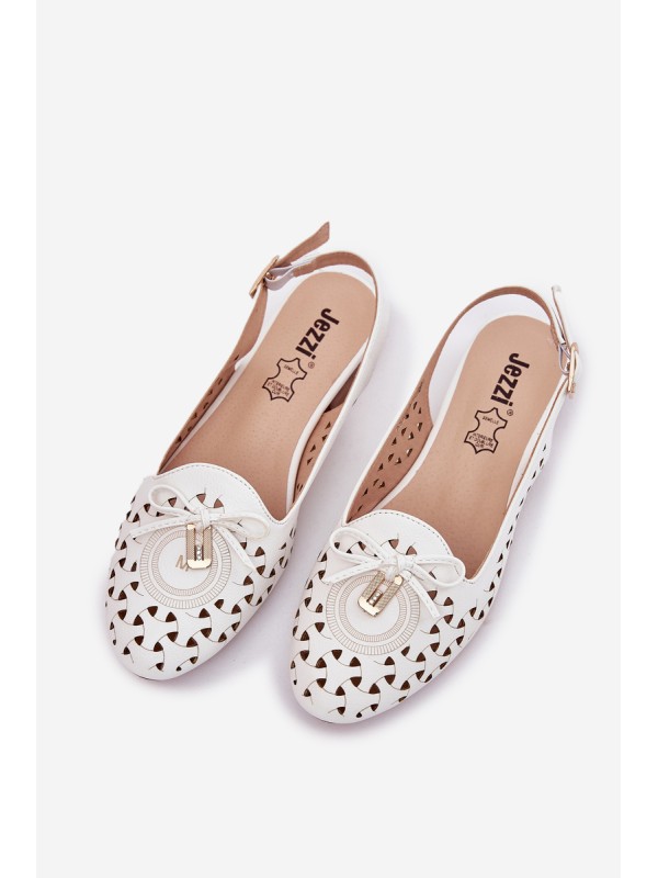 Perforated Ballerinas With Open Heel White Navinnia