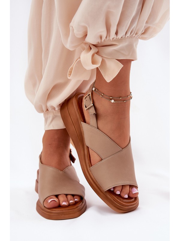 Women's Wedge Sandals Made Of Eco Leather Beige Quilara 2