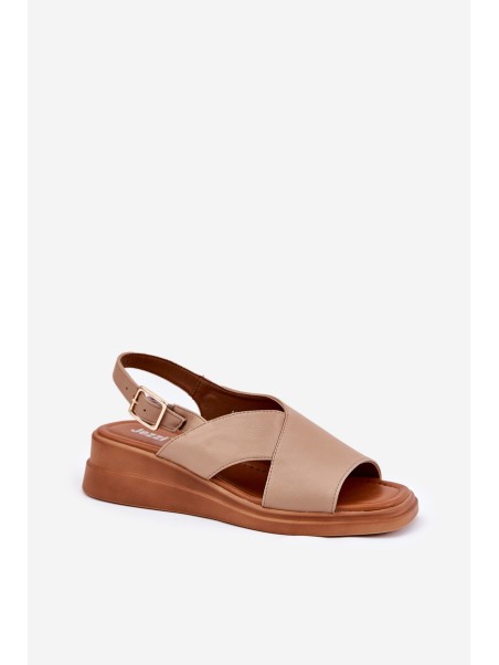 Women's Wedge Sandals Made Of Eco Leather Beige Quilara