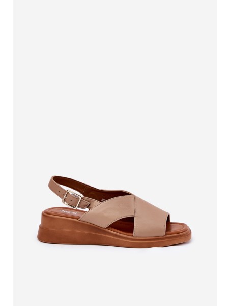 Women's Wedge Sandals Made Of Eco Leather Beige Quilara