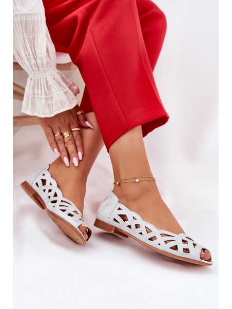 Perforated Ballerinas With Open Toes Silver Calgis