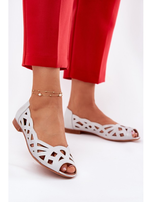 Perforated Ballerinas With Open Toes Silver Calgis 2