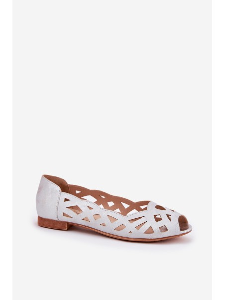 Perforated Ballerinas With Open Toes Silver Calgis